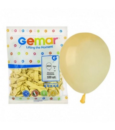 Balony Gemar 13 cm - 5" - musztardowe Mustard (macaron) Baby Yellow A50/043 - 100 sztuk