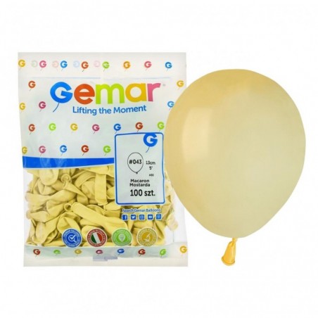Balony Gemar 13 cm - 5" - musztardowe Mustard (macaron) Baby Yellow A50/043 - 100 sztuk