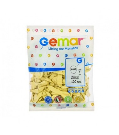 Balony Gemar 13 cm - 5" - musztardowe Mustard (macaron) Baby Yellow A50/043 - 100 sztuk