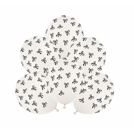 Balon nadruk 30 cm Kokardki Pastel Off-white - 6 sztuk