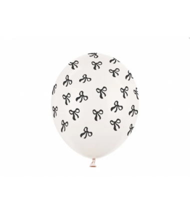 Balon nadruk 30 cm Kokardki Pastel Off-white - 6 sztuk