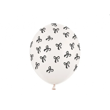 Balon nadruk 30 cm Kokardki Pastel Off-white - 6 sztuk