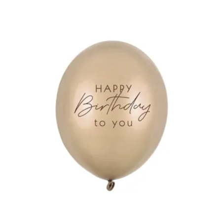 Balony nadruk Happy Birthday 30 cm - mix beżowy - 6 sztuk