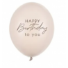 Balony nadruk Happy Birthday 30 cm - mix beżowy - 6 sztuk