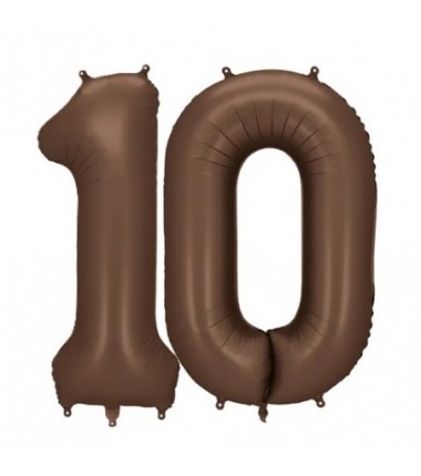 Balony foliowe Cyfra 10 - 86 cm - Mocca satynowe