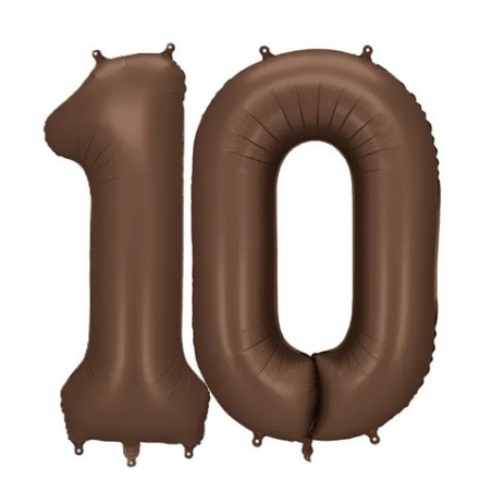 Balony foliowe Cyfra 10 - 86 cm - Mocca satynowe