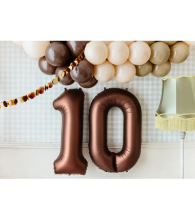 Balony foliowe Cyfra 10 - 86 cm - Mocca satynowe