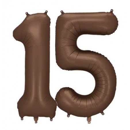 Balony foliowe Cyfra 15 - 86 cm - Mocca satynowe