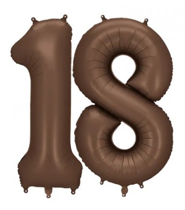 Balony foliowe Cyfra 18 - 86 cm - Mocca satynowe