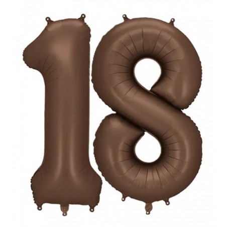 Balony foliowe Cyfra 18 - 86 cm - Mocca satynowe