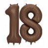 Balony foliowe Cyfra 18 - 86 cm - Mocca satynowe