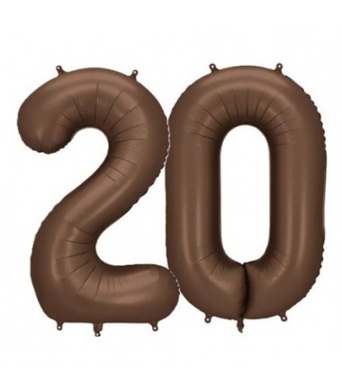 Balony foliowe Cyfra 20 - 86 cm - Mocca satynowe