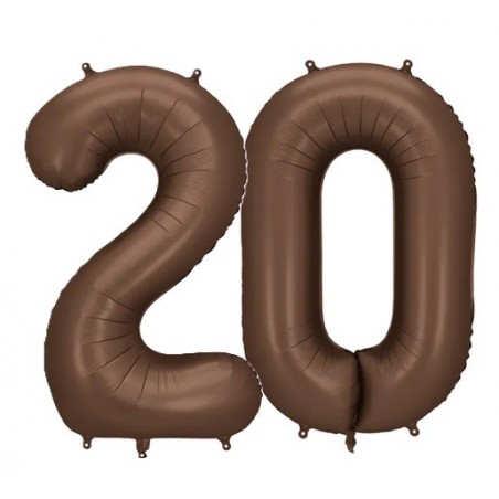 Balony foliowe Cyfra 20 - 86 cm - Mocca satynowe