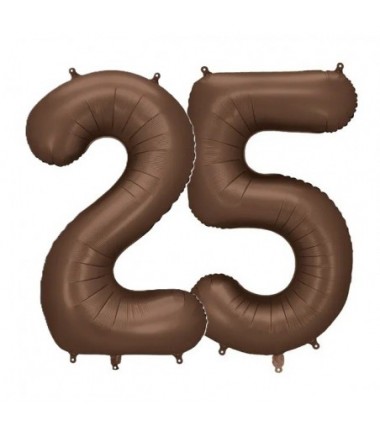Balony foliowe Cyfra 25 - 86 cm - Mocca satynowe
