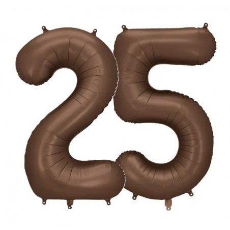 Balony foliowe Cyfra 25 - 86 cm - Mocca satynowe
