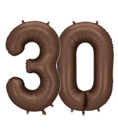 Balony foliowe Cyfra 30 - 86 cm - Mocca satynowe