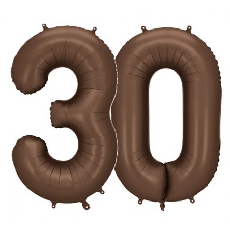 Balony foliowe Cyfra 30 - 86 cm - Mocca satynowe