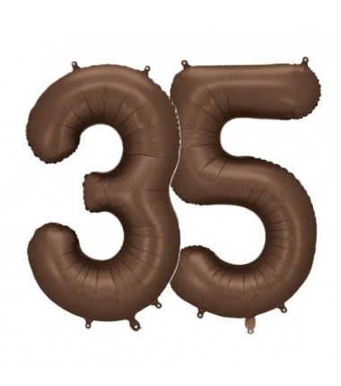 Balony foliowe Cyfra 35 - 86 cm - Mocca satynowe