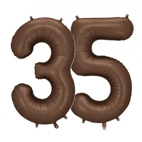 Balony foliowe Cyfra 35 - 86 cm - Mocca satynowe