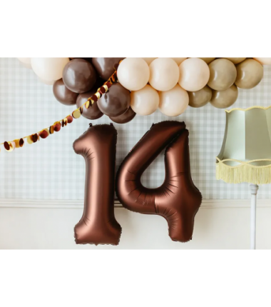 Balony foliowe Cyfra 40 - 86 cm - Mocca satynowe