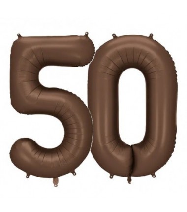 Balony foliowe Cyfra 50 - 86 cm - Mocca satynowe