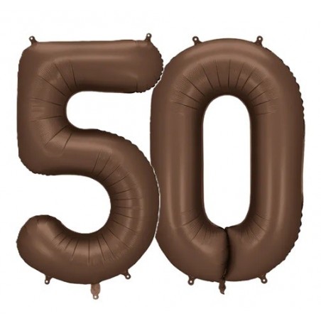 Balony foliowe Cyfra 50 - 86 cm - Mocca satynowe