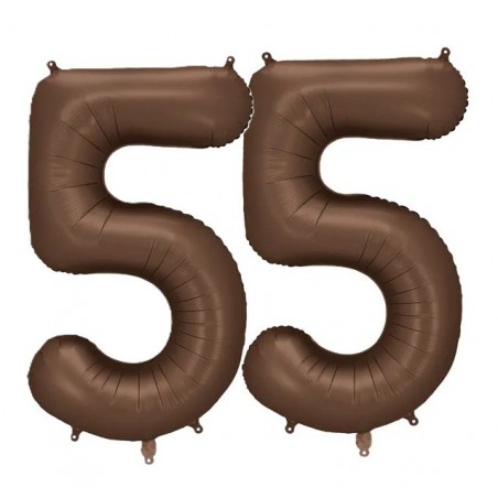 Balony foliowe Cyfra 55 - 86 cm - Mocca satynowe