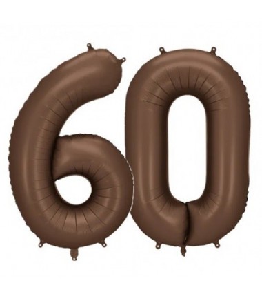 Balony foliowe Cyfra 60 - 86 cm - Mocca satynowe