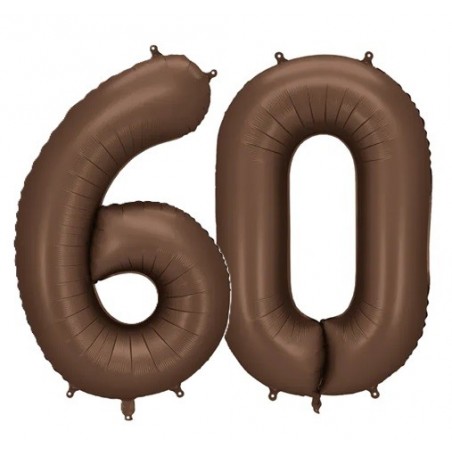 Balony foliowe Cyfra 60 - 86 cm - Mocca satynowe