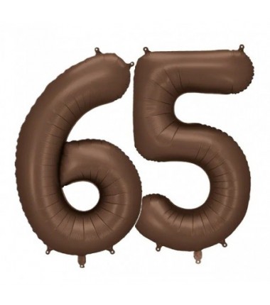 Balony foliowe Cyfra 65 - 86 cm - Mocca satynowe