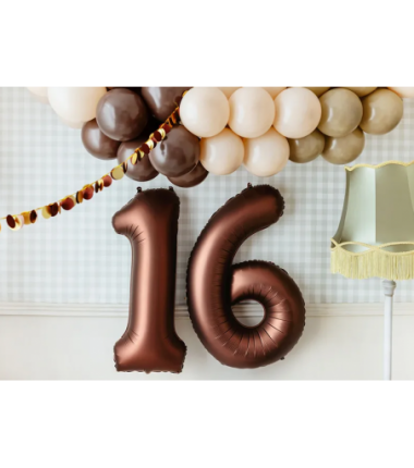Balony foliowe Cyfra 65 - 86 cm - Mocca satynowe