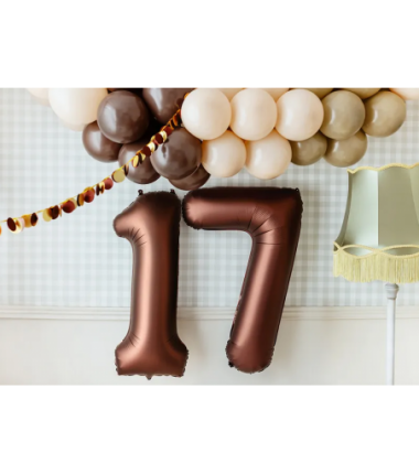 Balony foliowe Cyfra 75 - 86 cm - Mocca satynowe