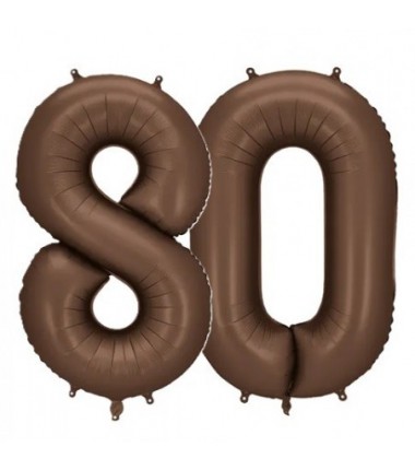Balony foliowe Cyfra 80 - 86 cm - Mocca satynowe
