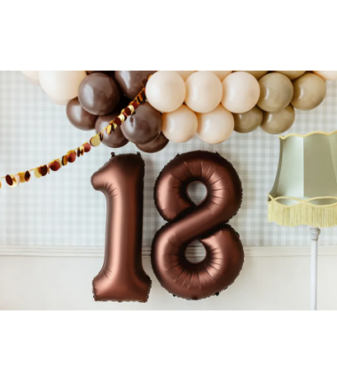 Balony foliowe Cyfra 80 - 86 cm - Mocca satynowe