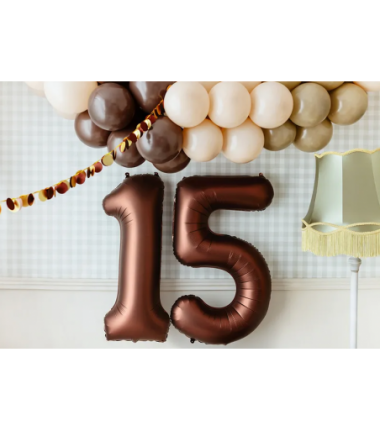 Balony foliowe Cyfra 85 - 86 cm - Mocca satynowe