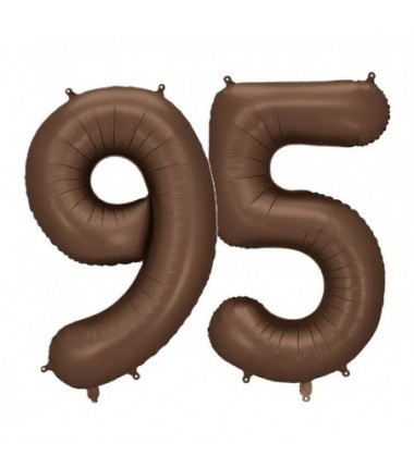 Balony foliowe Cyfra 95 - 86 cm - Mocca satynowe