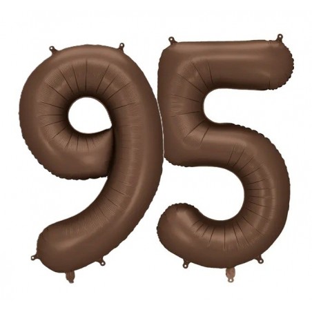 Balony foliowe Cyfra 95 - 86 cm - Mocca satynowe
