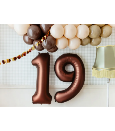 Balony foliowe Cyfra 95 - 86 cm - Mocca satynowe