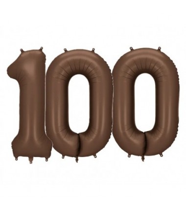 Balony foliowe Cyfra 100 - 86 cm - Mocca satynowe