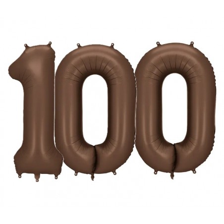 Balony foliowe Cyfra 100 - 86 cm - Mocca satynowe