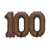 Balony foliowe Cyfra 100 - 86 cm - Mocca satynowe