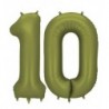 Balony foliowe Cyfra 10 - 86 cm - Oliwkowe matowe