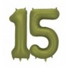Balony foliowe Cyfra 15 - 86 cm - Oliwkowe matowe