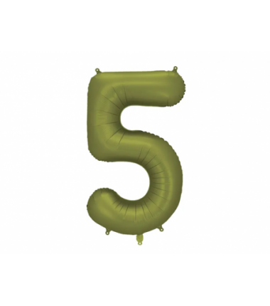 Balony foliowe Cyfra 15 - 86 cm - Oliwkowe matowe