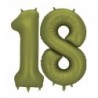 Balony foliowe Cyfra 18 - 86 cm - Oliwkowe matowe