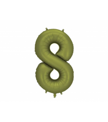 Balony foliowe Cyfra 18 - 86 cm - Oliwkowe matowe