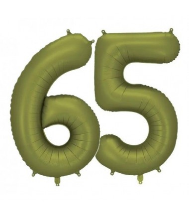 Balony foliowe Cyfra 65 - 86 cm - Oliwkowe matowe