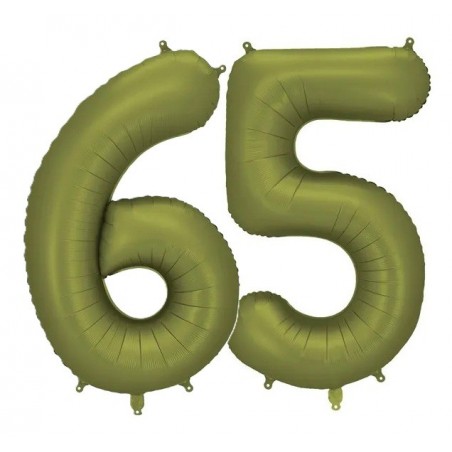 Balony foliowe Cyfra 65 - 86 cm - Oliwkowe matowe