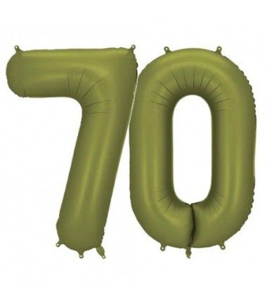 Balony foliowe Cyfra 70 - 86 cm - Oliwkowe matowe