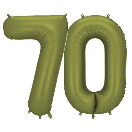 Balony foliowe Cyfra 70 - 86 cm - Oliwkowe matowe